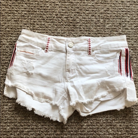 Baseball White Denim Shorts - Picture 1 of 5